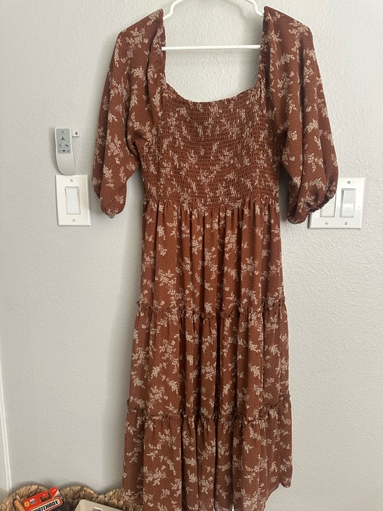 Mikarose Dresses & Skirts - Mikarose Rust Brown Floral Smocked Dress
